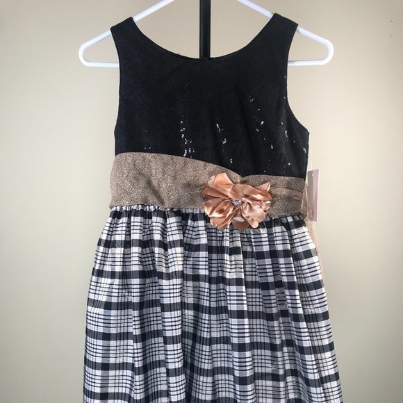 Claire Bell Black & Gold Girls Dress NWT - Picture 1 of 16